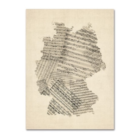 Michael Tompsett 'Old Sheet Music Map Of Germany' Canvas Art,24x32